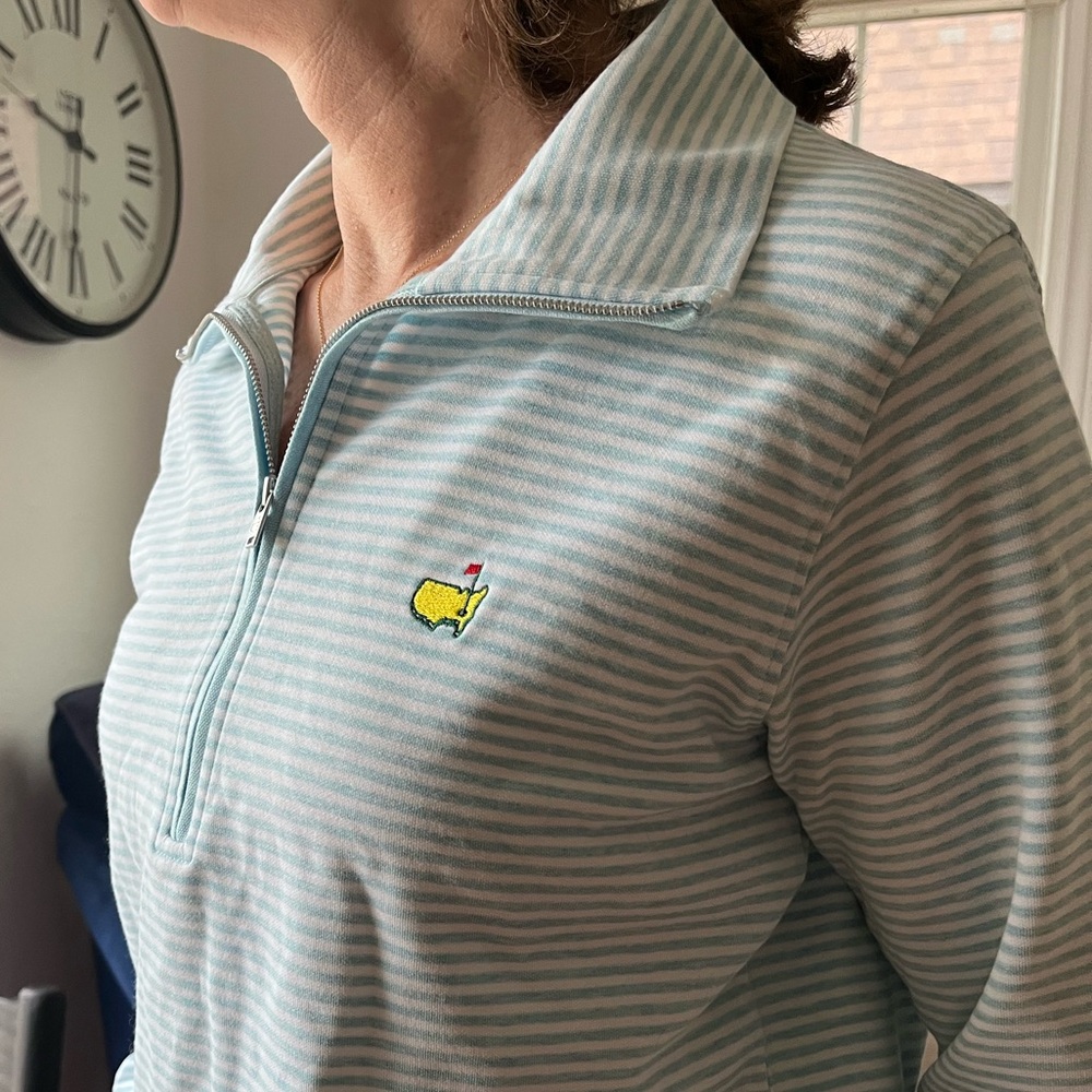 Masters Golf Gear. Magnolia Light Blue & White Striped Zip-Up. NWT women’s large - Picture 4 of 10